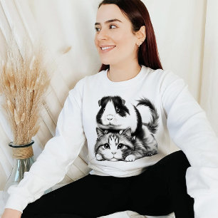 T-shirt Cochon d'Inde Adorable Chevauchant un Chat – Cadea