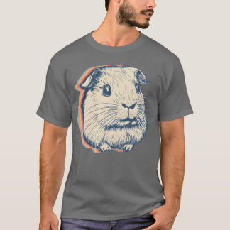 T-shirt Cochon d'Inde animal de compagnie ligne art rétro