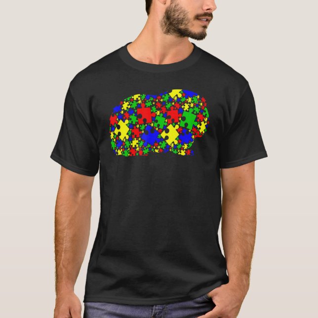 T-shirt Cochon d'Inde Animaux Puzzle  Sensibilisation à l' (Devant)