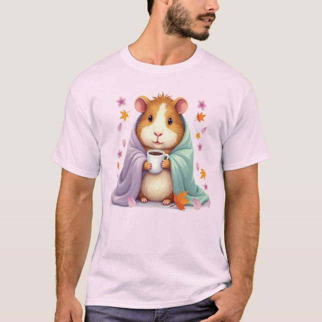 T-shirt Cochon d'Inde dans une couverture Fleurs de cerisi (Devant)