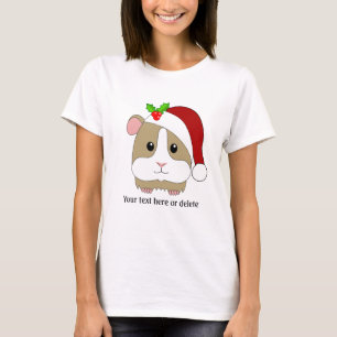 T-shirt Cochon d'Inde de Noël Dans Un Chapeau de Père Noël