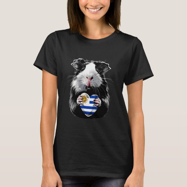 T-shirt Cochon d'Inde Drapeau Uruguay Fierté Uruguayenne U (Devant)