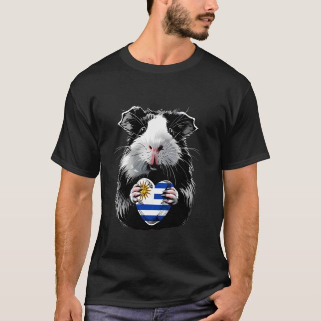 T-shirt Cochon d'Inde Drapeau Uruguay Fierté Uruguayenne U (Devant)