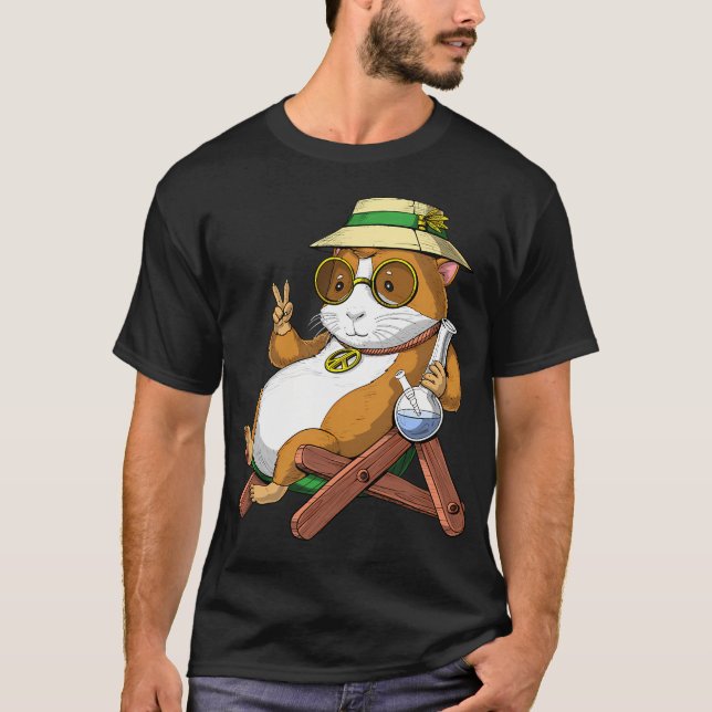 T-shirt Cochon d'Inde Hippie Fumeur (Devant)