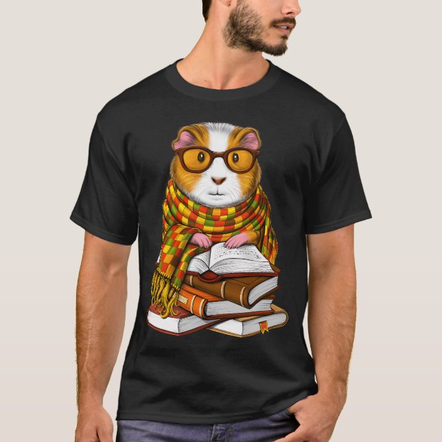 T-shirt Cochon d'Inde lisant des livres (Devant)