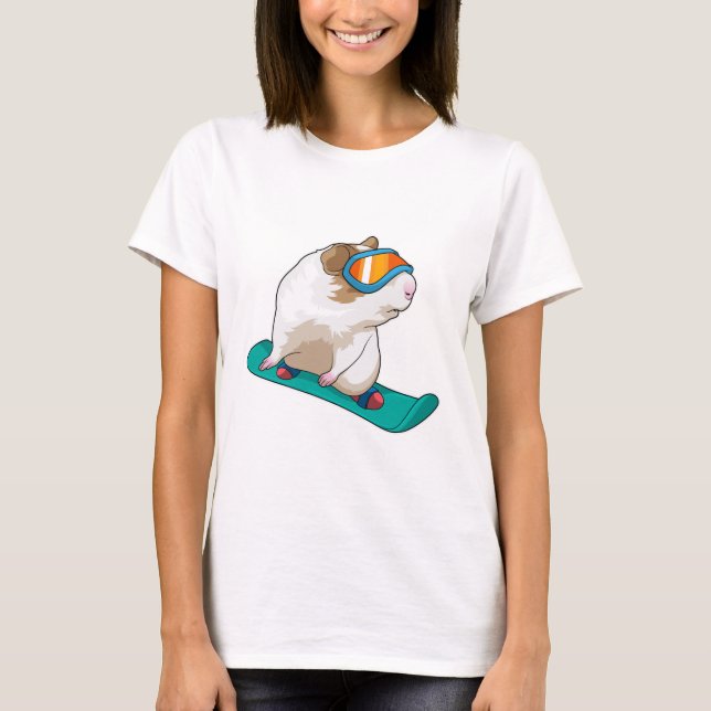 T-shirt Cochon d'Inde Snowboardeur Snowboard (Devant)