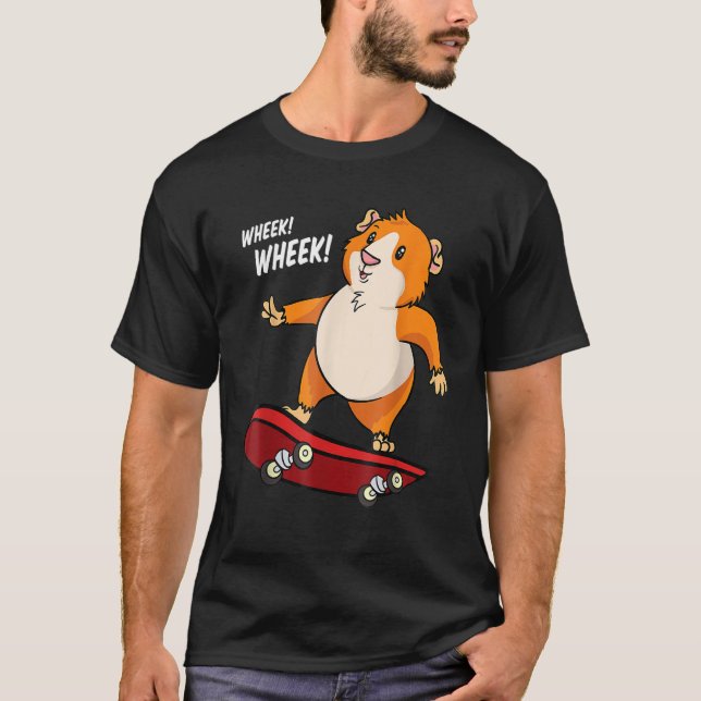 T-shirt Cochon d'Inde Wheek Wheek Planche à Roulettes Skat (Devant)