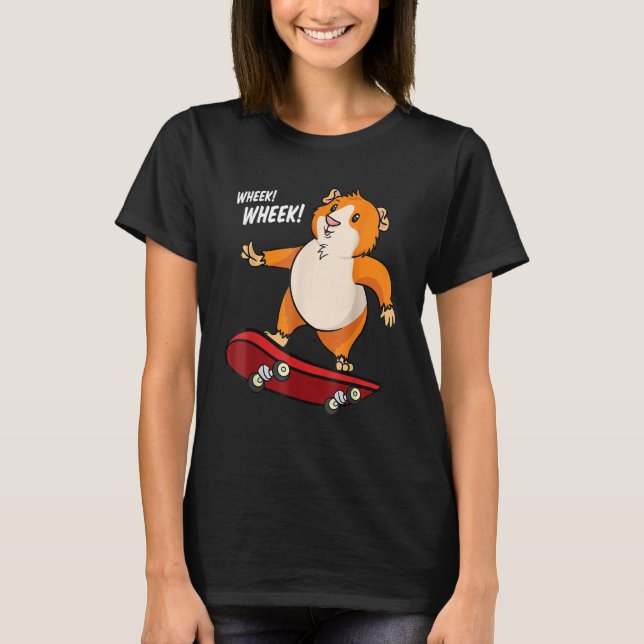 T-shirt Cochon d'Inde Wheek Wheek Skateboard Skateboarder (Devant)