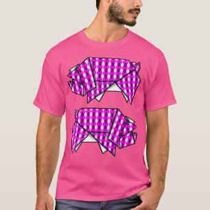 T-shirt Cochon d'origami rose mou