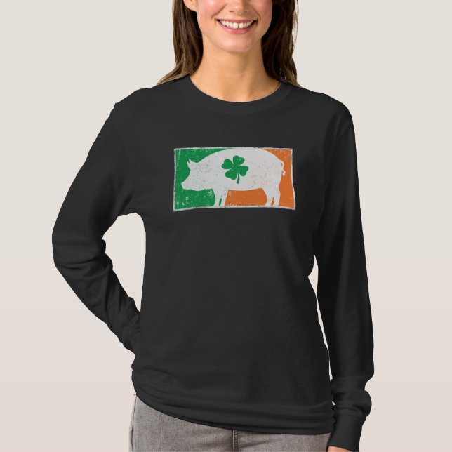T-shirt Cochon drapeau irlandais Saint-Patrick délavé C (Devant)