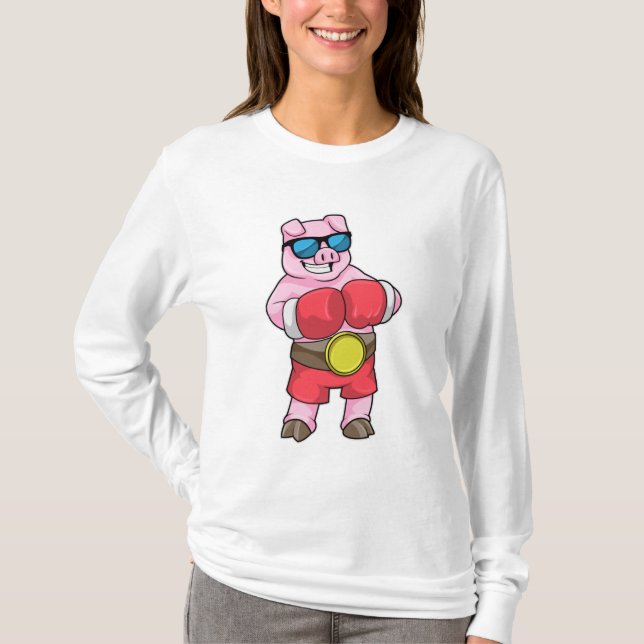 T-shirt Cochon en boîte avec gants de boxe (Devant)