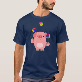 T-shirt cochon en caricature jonglage mignon
