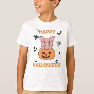T-shirt Cochon En Citrouille Cochons Doux Joyeux Halloween