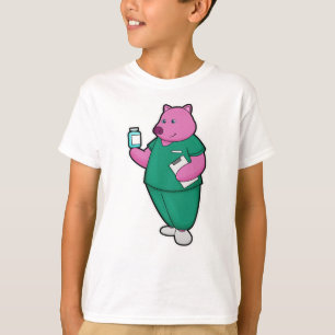 T-shirt Cochon en infirmière avec des médicaments