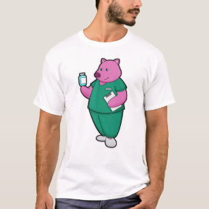 T-shirt Cochon en infirmière en médecine