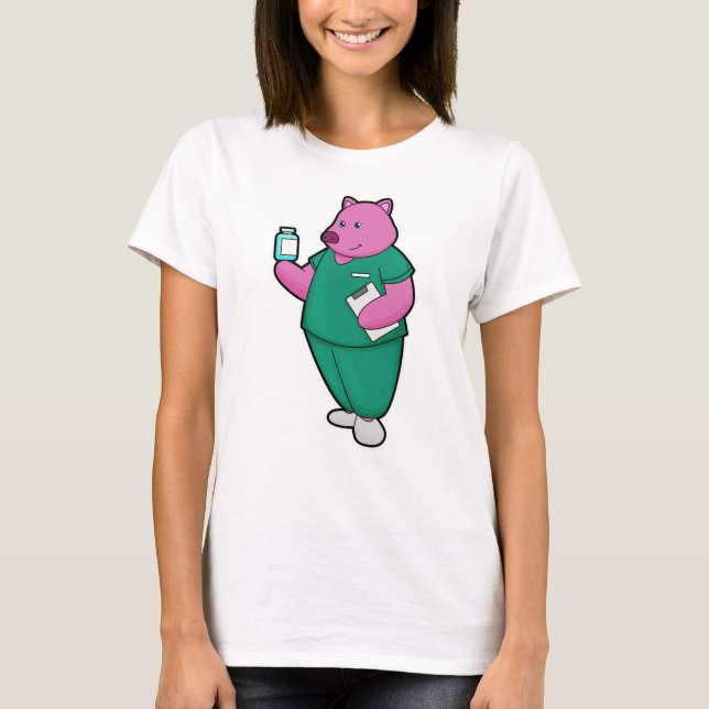 T-shirt Cochon en infirmière en médecine (Devant)