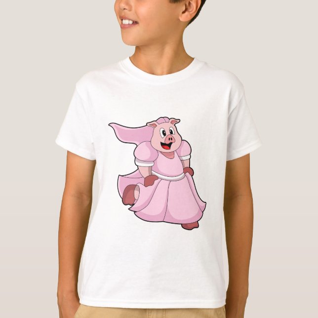 T-shirt Cochon en mariée avec robe de mariée (Devant)