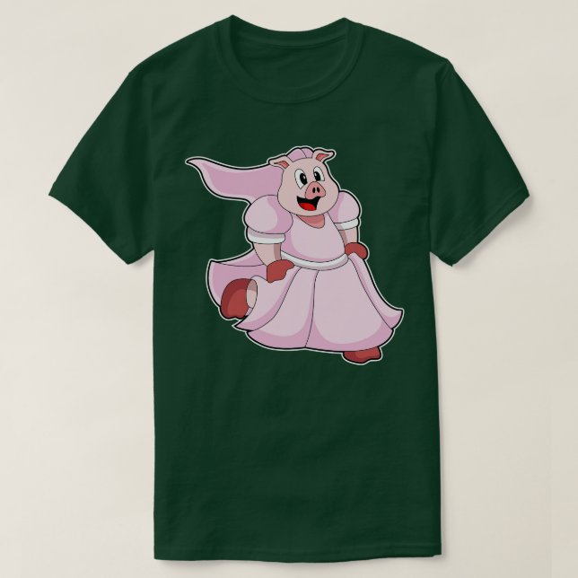 T-shirt Cochon en mariée avec robe Mariage (Design devant)