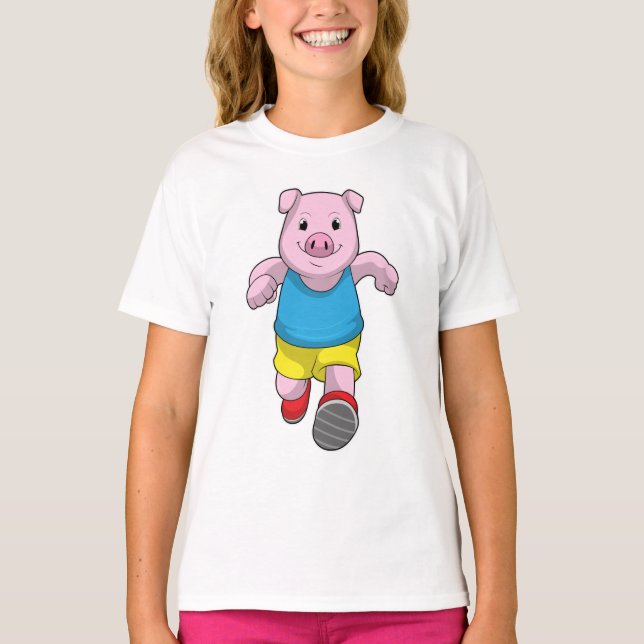 T-shirt Cochon en tant que coureur à l'exécution (Devant)