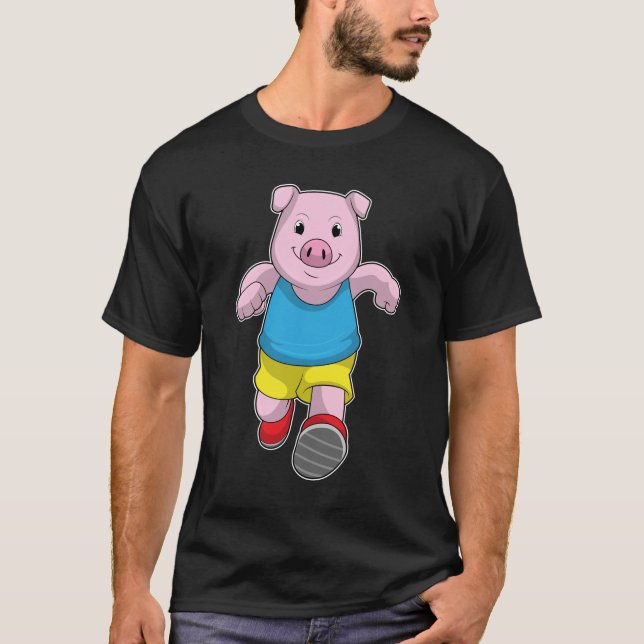 T-shirt Cochon en tant que coureur à l'exécution (Devant)