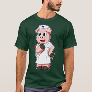 T-shirt Cochon en tant qu'infirmière avec fumée