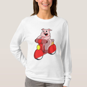 T-shirt Cochon en vélo avec Scooter