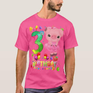 T-shirt Cochon Enfants 3 ans Cochon Anniversaire Fille Coc