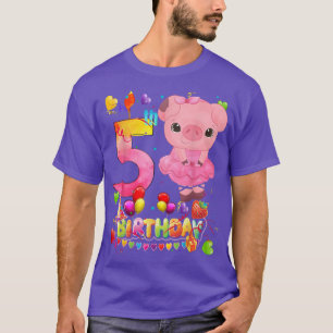 T-shirt Cochon Enfants 5 ans Cochon Anniversaire Fille Coc