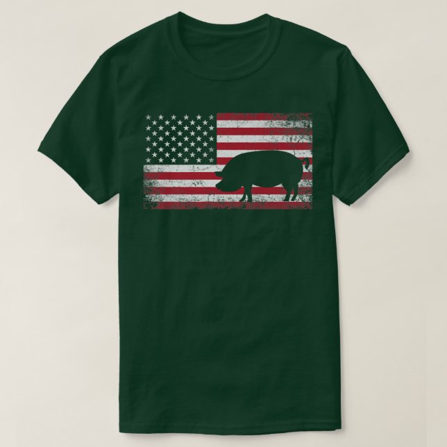 T-shirt Cochon Fermier 4 juillet Chemise American Fla (Design devant)