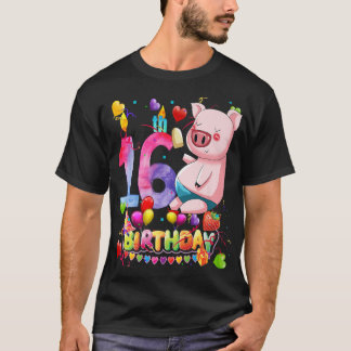 T-shirt Cochon fête d'anniversaire 16 ans garçon 16e cocho