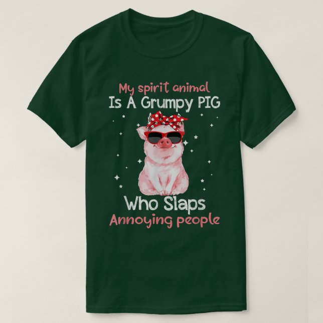 T-shirt Cochon Lover Mon Esprit Animal Est Grumpy Pig Funn (Design devant)