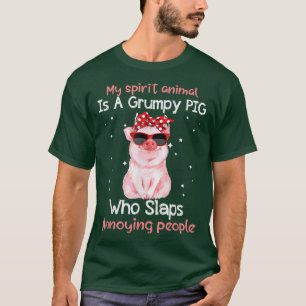 T-shirt Cochon Lover Mon Esprit Animal Est Grumpy Pig Funn
