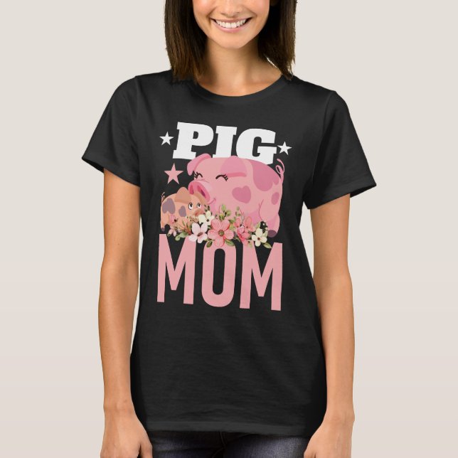T-shirt Cochon Maman Funny Cochon Fermier Porc Vin Fête de (Devant)