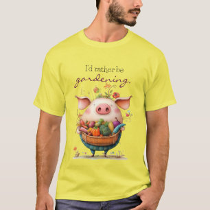 T-shirt Cochon Mignon Fantaisiste "Je préférerais être en 