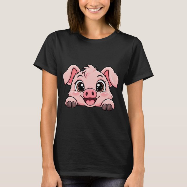 T-shirt Cochon mignon Peekaboo (Devant)