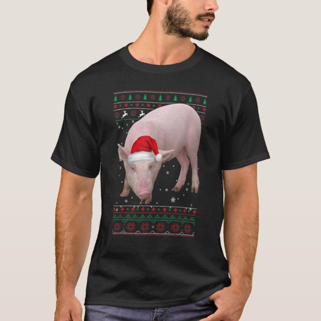 T-shirt Cochon Noël Pj Costume fête Pyjama Cochon (Devant)