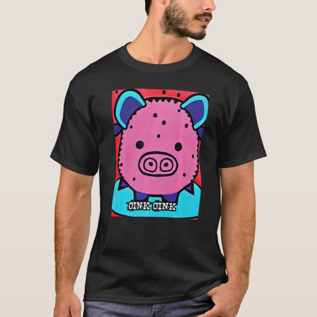 T-shirt Cochon Piggie Rose rose 3 (Devant)