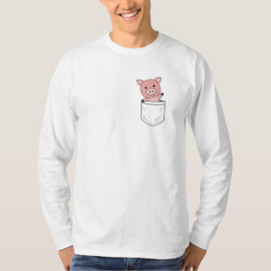 T-shirt Cochon Piglet Farm Cute Animaux Poitrine Pocket