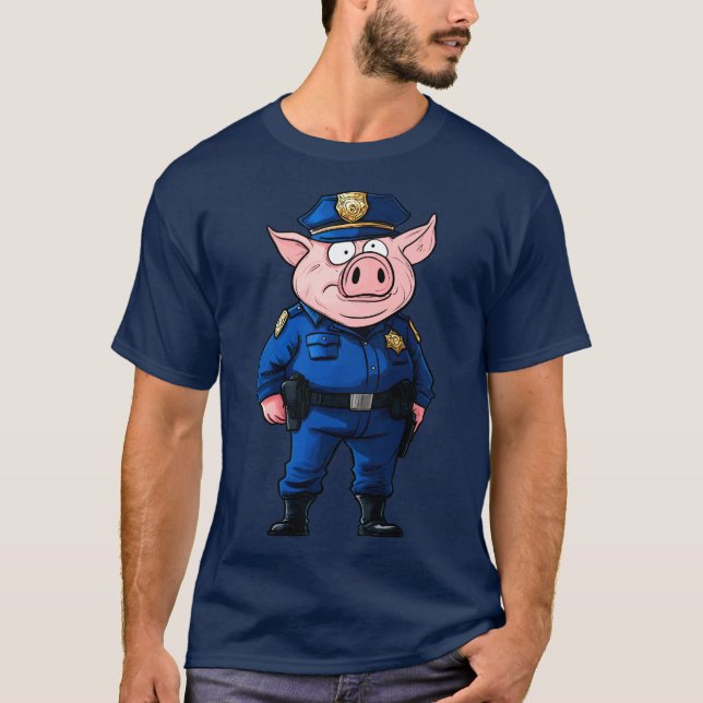 T-shirt cochon policier (Devant)