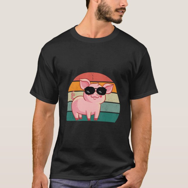 T-shirt Cochon portant des lunettes de soleil Cochon (Devant)