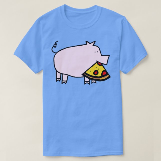T-shirt Cochon rose mignon avec tranche de pizza Pepperoni (Design devant)