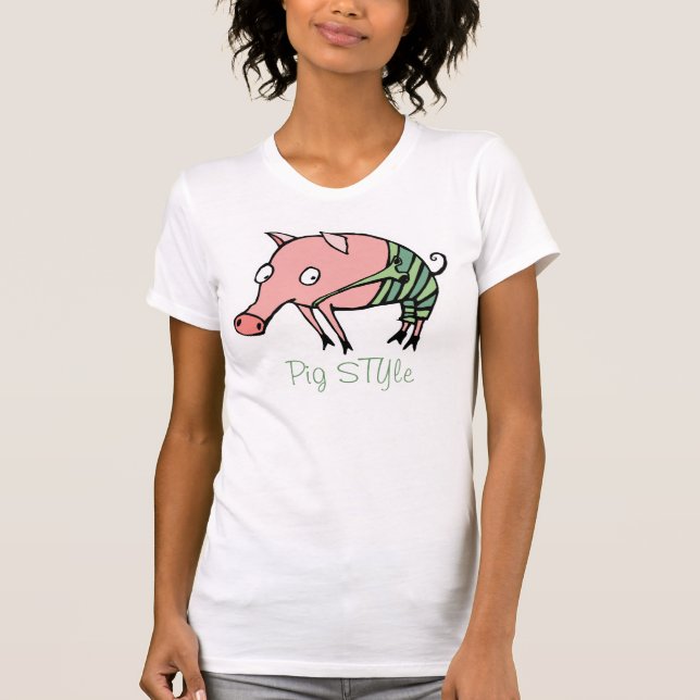 T-shirt cochon STYle drôle piggie en pantalon (Devant)
