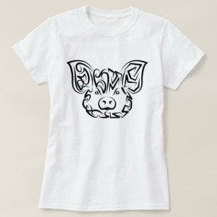 T-shirt Cochon tribal noir et blanc