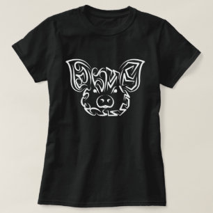 T-shirt Cochon tribal noir et blanc