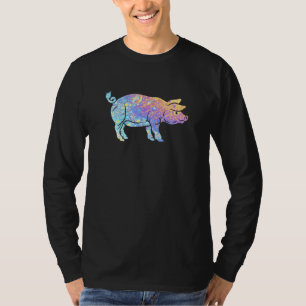 T-shirt Cochon Vintage Super rétro Cravate à coloris à