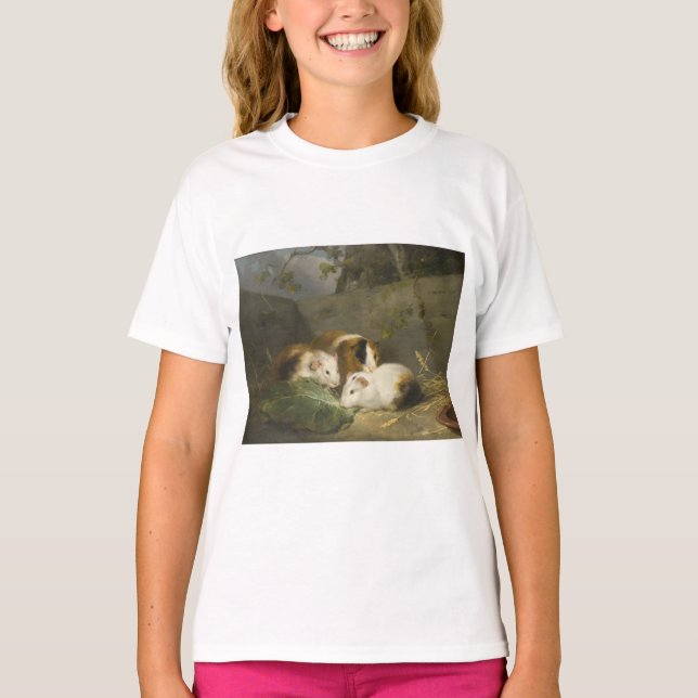 T-shirt Cochons de Guinée (par George Morland) (Devant)