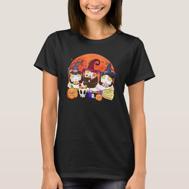 T-shirt Cochons d'Inde avec chapeau de sorcière Costume d' (Devant)