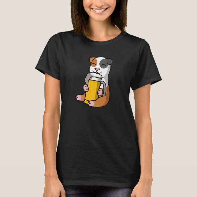 T-shirt Cochons d'Inde buvant de la bière animal de compag (Devant)