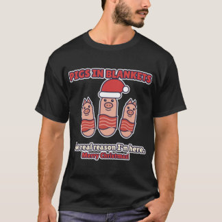 T-shirt Cochons en Couvertures Design de Repas de Noël Drô