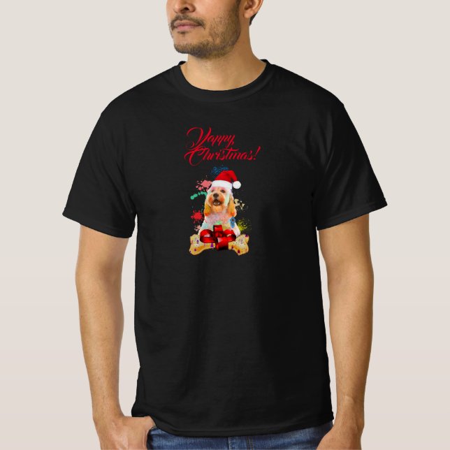 T-shirt Cockapo Chien Joyeux Noël (Devant)